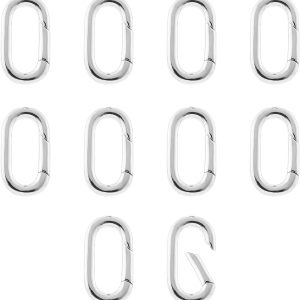 10pcs Oval Clasp Carabiner,Jewelry Necklace Connector for Extend or Repair,Silver-14mm
